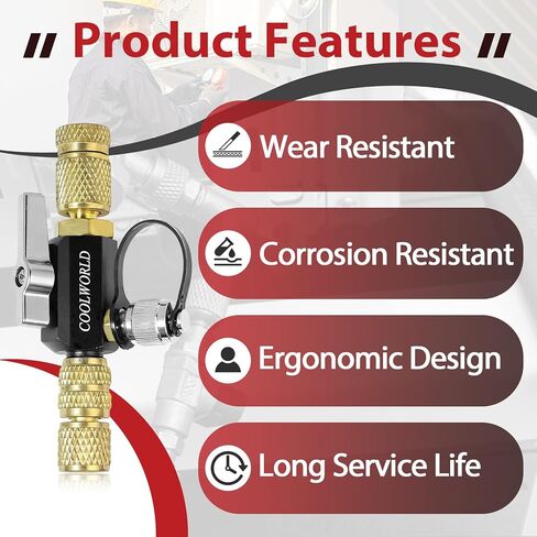 أداة إزالة قلب HVAC، أداة إزالة قلب صمام بتصنيف فراغ 1/4 بوصة، 20 ميكرون، منافذ 5/16 بوصة، متوافقة مع أنظمة R12 R22 R404A R407C R410A R32 in Kuwait