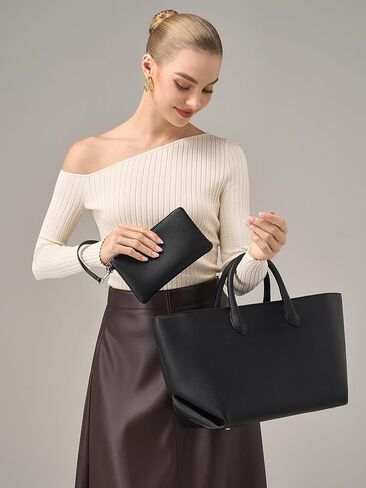 CHUNLI Leather Tote Bag for Women, Large Top-handle Handbags with Detachable Pocket for Work Travel Events Casual in Kuwait