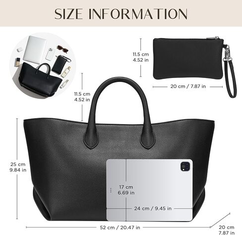 CHUNLI Leather Tote Bag for Women, Large Top-handle Handbags with Detachable Pocket for Work Travel Events Casual in Kuwait