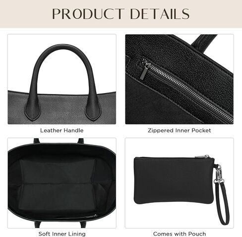 CHUNLI Leather Tote Bag for Women, Large Top-handle Handbags with Detachable Pocket for Work Travel Events Casual in Kuwait