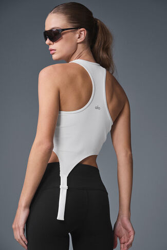 Alo Yoga Alosoft Ribbed Revelation Tank - White in Saudi Arabia