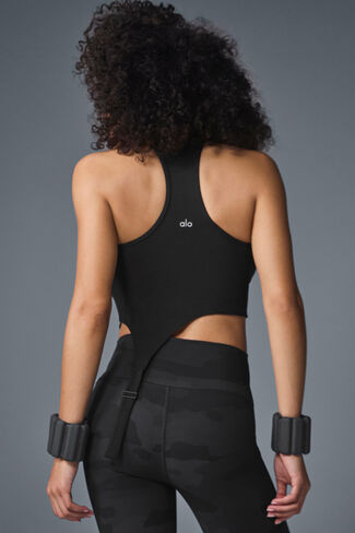 Alo Yoga Alosoft Ribbed Revelation Tank - Black in Saudi Arabia