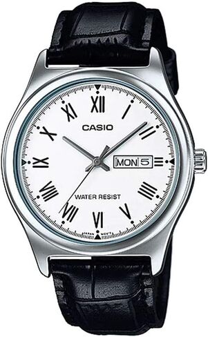 Casio MTP-V006L-7B Men's Leather Band White Roman Dial Day Date 3-Hand Analog Watch in Saudi Arabia