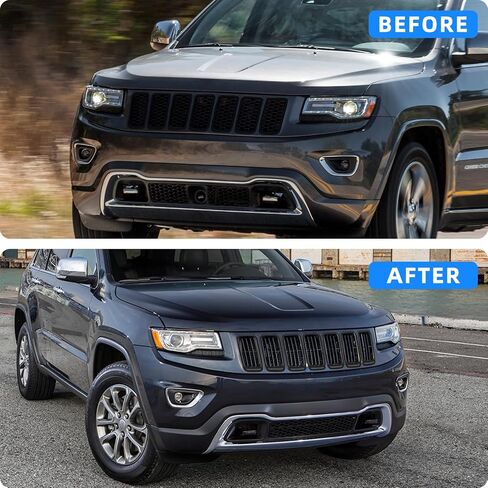 حشوات شبكية أمامية من JINCHEN متوافقة مع ملحقات غطاء الشبكة المشبك لسيارة Jeep Grand Cherokee 2014 2015 2016 (Ring Grill-Chrome) in Kuwait