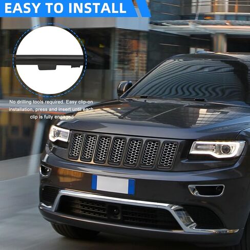 حشوات شبكية أمامية من JINCHEN متوافقة مع ملحقات غطاء الشبكة المشبك لسيارة Jeep Grand Cherokee 2014 2015 2016 (Ring Grill-Chrome) in Kuwait