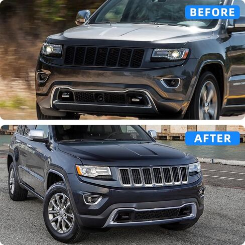 حشوات شبكية أمامية من JINCHEN متوافقة مع ملحقات غطاء الشبكة المشبك لسيارة Jeep Grand Cherokee 2014 2015 2016 (Ring Grill-Chrome) in Kuwait
