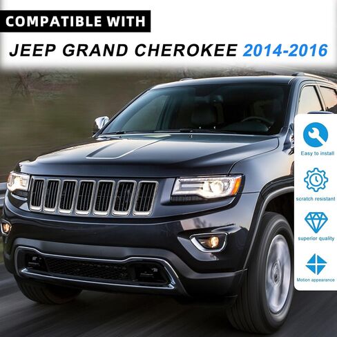 حشوات شبكية أمامية من JINCHEN متوافقة مع ملحقات غطاء الشبكة المشبك لسيارة Jeep Grand Cherokee 2014 2015 2016 (Ring Grill-Chrome) in Kuwait