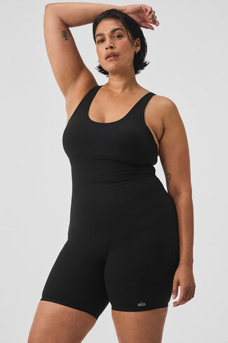 Alo Yoga Alosoft Center Stage Onesie - Black in Saudi Arabia