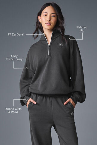 Alo Yoga Accolade 1/4 Zip Pullover - Anthracite in Saudi Arabia