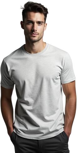 Men’s Premium Heather Crew Neck T-Shirt Ring Spun Soft Casual Short Sleeve Breathable Lightweight Classic Slim Pre Shrink in Saudi Arabia