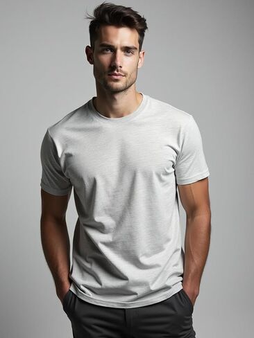 Men’s Premium Heather Crew Neck T-Shirt Ring Spun Soft Casual Short Sleeve Breathable Lightweight Classic Slim Pre Shrink in Saudi Arabia