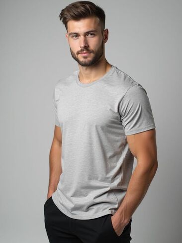 Men’s Premium Heather Crew Neck T-Shirt Ring Spun Soft Casual Short Sleeve Breathable Lightweight Classic Slim Pre Shrink in Saudi Arabia