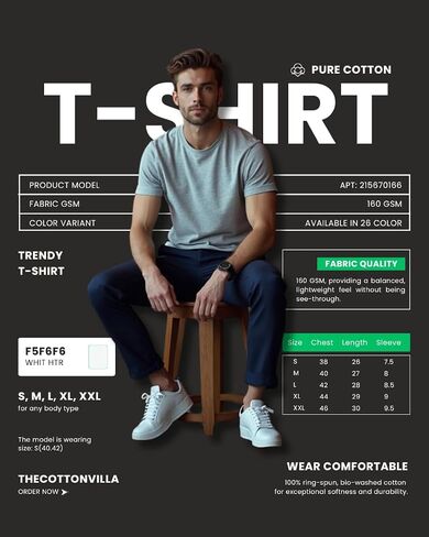 Men’s Premium Heather Crew Neck T-Shirt Ring Spun Soft Casual Short Sleeve Breathable Lightweight Classic Slim Pre Shrink in Saudi Arabia