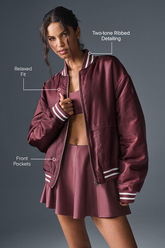 Alo Yoga Afterglow Varsity Jacket - Burgundy Truffle in Kuwait