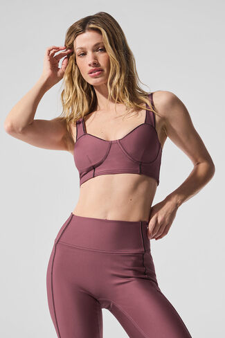 حمالة صدر Alo Yoga Airlift Redefine - برغندي ترافل/أسود in Kuwait