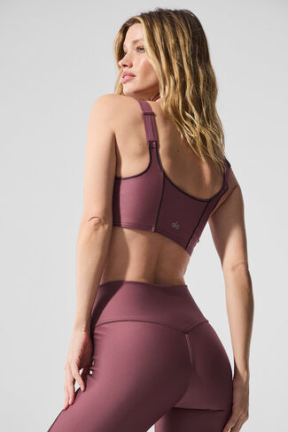 حمالة صدر Alo Yoga Airlift Redefine - برغندي ترافل/أسود in Kuwait