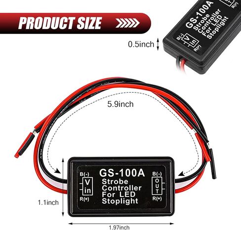2 قطعة وحدة فلاش ستروب، وحدة تحكم فلاش LED لإيقاف ذيل الفرامل، وحدة إضاءة فلاش ستروب 12 فولت - 24 فولت، وحدة تحكم وامضة عالمية لمعظم السيارات وسيارات الدفع الرباعي والدراجات النارية (أسود) in Saudi Arabia