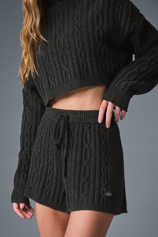 Alo Yoga Cable Knit Winter Bliss Short - Dark Heather Grey in Saudi Arabia