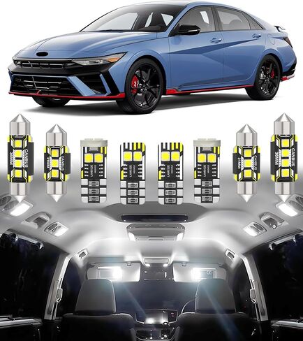 استبدال ضوء LED الداخلي للسيارة BMT xms لسيارة Hyundai Elantra AD N/Elantra GT 2017-2024,6000K حزمة لمبات الإضاءة الداخلية فائقة السطوع، 8 قطع in Kuwait