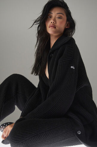 Alo Yoga Cashmere Northstar Long Cardigan - Black in Kuwait