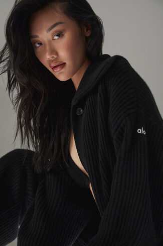Alo Yoga Cashmere Northstar Long Cardigan - Black in Kuwait