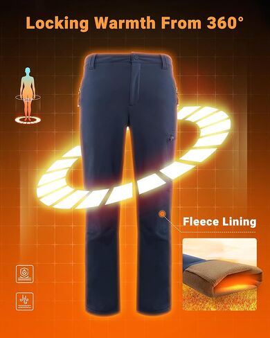 33,000ft Womens Waterproof Hiking Pants Fleece-Lined Snow Pants Windproof Warm Ski Pants for Snowboarding Black in Saudi Arabia