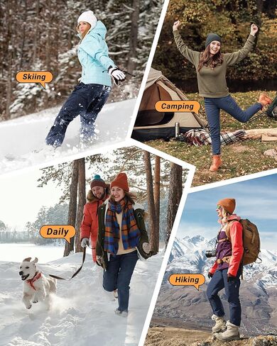 33,000ft Womens Waterproof Hiking Pants Fleece-Lined Snow Pants Windproof Warm Ski Pants for Snowboarding Black in Saudi Arabia