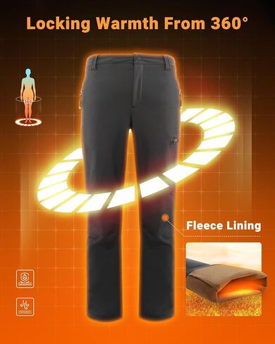 33,000ft Womens Waterproof Hiking Pants Fleece-Lined Snow Pants Windproof Warm Ski Pants for Snowboarding Black in Saudi Arabia