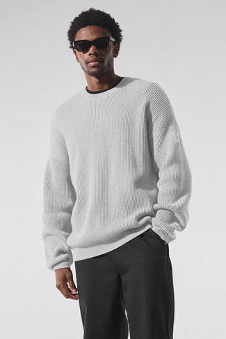 سترة Alo Yoga Domain Rib Knit Crew - رمادي رياضي منقط in Saudi Arabia