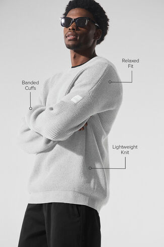 سترة Alo Yoga Domain Rib Knit Crew - رمادي رياضي منقط in Saudi Arabia
