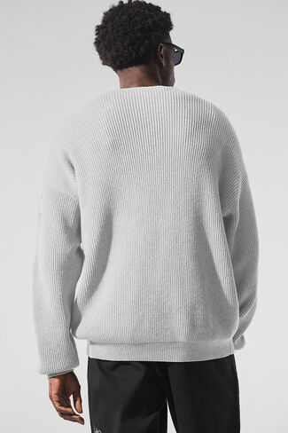 سترة Alo Yoga Domain Rib Knit Crew - رمادي رياضي منقط in Saudi Arabia