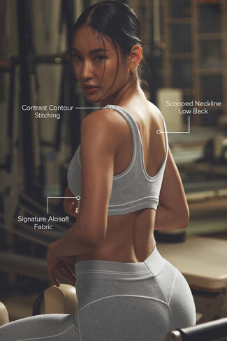 حمالة صدر Alo Yoga Alosoft Heart Throb - رمادي منقط رياضي/أبيض in Kuwait