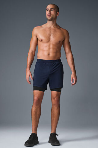 Alo Yoga Conquer React 2-In-1 Performance Short - Navy/Black in Saudi Arabia