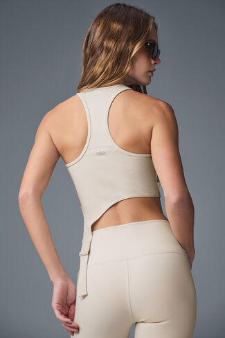Alo Yoga Alosoft Ribbed Revelation Tank - Oat Milk in Saudi Arabia