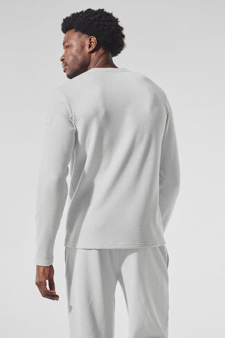 Alo Yoga Elevate Waffle Long Sleeve Crew - Athletic Heather Grey in Saudi Arabia