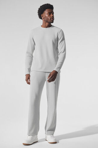 Alo Yoga Elevate Waffle Long Sleeve Crew - Athletic Heather Grey in Saudi Arabia
