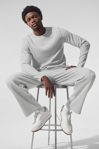Alo Yoga Elevate Waffle Long Sleeve Crew - Athletic Heather Grey in Saudi Arabia