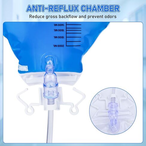 Catheter Bags, 2000ml Urinary Drainage Bag, Professional Urine Bags with Enhanced Anti-Reflux Chamber, 48" Thickened Drainage Tube, Adjustable Clips & Hanging Hook, 3 Pack in Kuwait