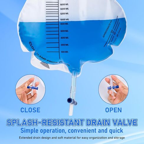 Catheter Bags, 2000ml Urinary Drainage Bag, Professional Urine Bags with Enhanced Anti-Reflux Chamber, 48" Thickened Drainage Tube, Adjustable Clips & Hanging Hook, 3 Pack in Kuwait