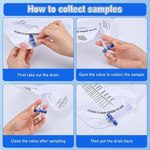 Catheter Bags, 2000ml Urinary Drainage Bag, Professional Urine Bags with Enhanced Anti-Reflux Chamber, 48" Thickened Drainage Tube, Adjustable Clips & Hanging Hook, 3 Pack in Kuwait