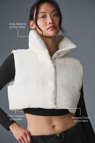 Alo Yoga Cropped Gold Rush Puffer Vest - Ivory in Saudi Arabia