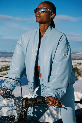 Alo Yoga Faux Leather Premier Bomber - Celestial Blue in Kuwait