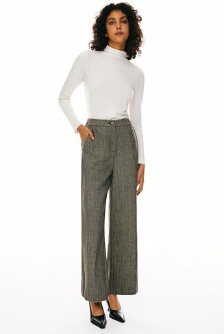 Orolay Women's Wool Blend Dress Pants High Waisted Casual Office Business Warm Straight Leg Trouser with Pockets in Saudi Arabia