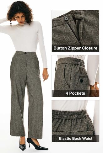 Orolay Women's Wool Blend Dress Pants High Waisted Casual Office Business Warm Straight Leg Trouser with Pockets in Saudi Arabia