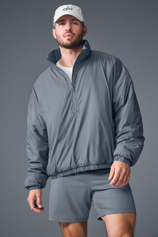 Alo Yoga Latitude Light Weight 1/2 Zip Pullover Jacket - Steel Grey in Saudi Arabia