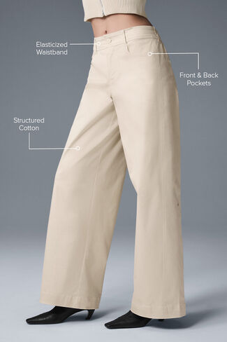 Alo Yoga Wanderlust Wide Leg Trouser - Oat Milk in Saudi Arabia