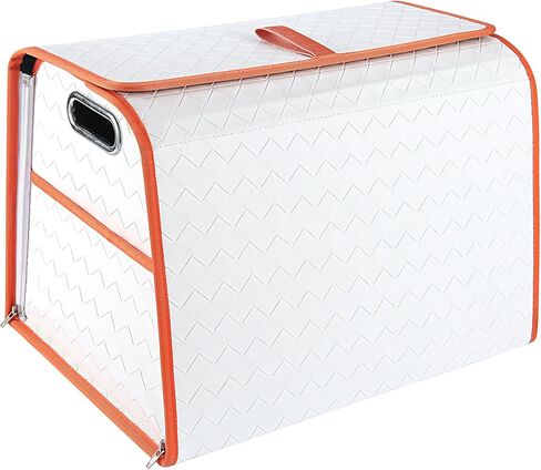 Homeve Trunk Organizer, Waterproof, Collapsible, 2 Compartments Car Organizer, Foldable Storage for Car Accessories, Tools, Women, Men (White+Orange, Standard) in Saudi Arabia