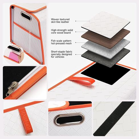 Homeve Trunk Organizer, Waterproof, Collapsible, 2 Compartments Car Organizer, Foldable Storage for Car Accessories, Tools, Women, Men (White+Orange, Standard) in Saudi Arabia