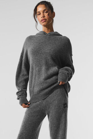 هودي Alo Yoga Wool Cashmere New Class - رمادي بلاتيني in Saudi Arabia