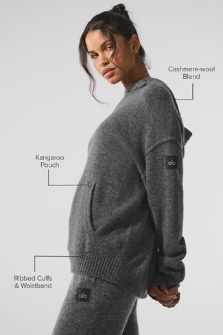 هودي Alo Yoga Wool Cashmere New Class - رمادي بلاتيني in Saudi Arabia